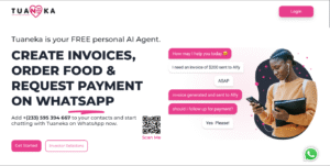 tuaneka ai landing page
